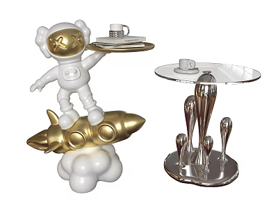 Modern side a few astronauts side a few 3d model