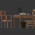 Wooden Dining Chairs With Green Cushion Near Table Fan And Books