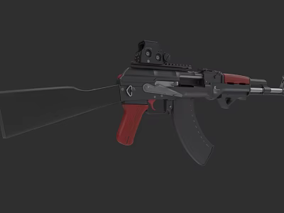 Modern Tactical Rifle With Black Red Accents And Modular Scope Mount 3d model