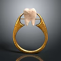 Golden Fashion Ring With Unique Tooth Decoration And Smooth Design