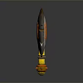 Fantasy Axe Weapon With Yellow Handle White Blade And Orange Decorative Accents