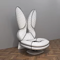 Pink Unique Shape Sofa With Bunny Ear Design And Modern Leather Finish
