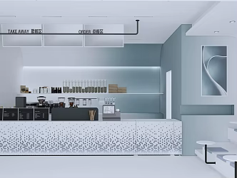 Blue Cafe Modern Cafe 3d model