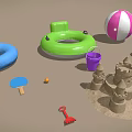Fun Summer Beach Toys Including Inflatable Rings Beach Balls Sandcastle Bucket Shovel And Rake