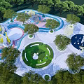 Modern Park Circular Comprehensive Activities Square Park 3d model