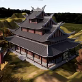 Traditional Chinese Ancient Architecture With Multi story Structure Eaves And Tile Roof In Mountain Scenery