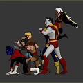 Group of Animated Superhero Characters in Dynamic Action Poses With Colorful Costumes