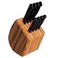High Quality Kitchen Knives Set With Wooden Block And Black Handles