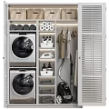 Practical Bathroom Storage Cabinet with Washing Machine Dryer Towels Toilet Paper Iron and Vacuum Cleaner