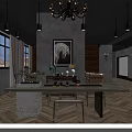 Stylish Hotel Public Lounge With Wooden Bookshelves Chandelier And Cozy Seating