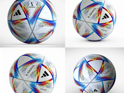 Colorful Adidas Soccer Ball Sports Equipment Shown From Multiple Angles 3d model