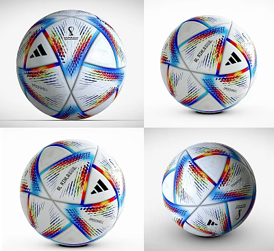 Colorful Adidas Soccer Ball Sports Equipment Shown From Multiple Angles 3d model