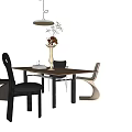 Quiet Ancient Style Dining Table and Chair Combination Ornaments Combination Art Chandelier 3d model