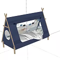 Teepee Shaped Wooden Kids Bed With Animal Prints Airplane And Window Design