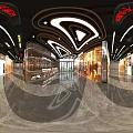 Modern Department Store Corridor With Dior Display Windows Brand Posters Marble Floor And Lighting Design