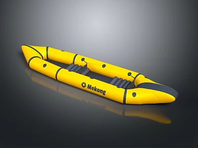 Yellow Meilong Inflatable Boat With Twin Hull Design For Water Transportation 3d model