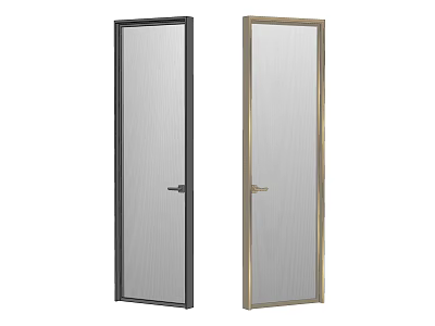 Modern Interior Doors With Glass Panels And Black Gold Frames Design 3d model