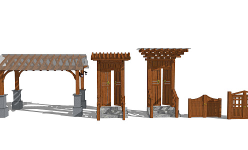 Chinese style gate door head 3d model