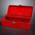 Practical Red Metal Toolbox with Open Compartments Distressed Texture for Daily Use 3d model