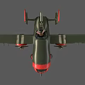 Vintage Fighter Aircraft With Green Body Red Nose And Shark Mouth Design