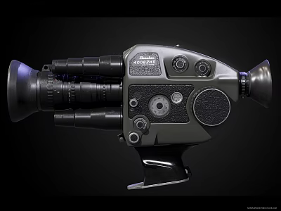 Vintage NIVICO Video Camera Featuring Large Lens Multiple Knobs And Metal Handle 3d model