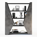 Modern Multilayer Gold Black Storage Shelf With Decorative Figurines Books And Artwork