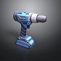Blue Cordless Handheld Drill Tool With Battery Base And Modern Design 3d model
