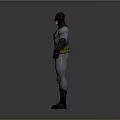 Batman Game Movie Character 3D Model With Gray Costume Yellow Utility Belt And Black Cowl