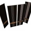 Brown Room Divider With White Vertical Stripes And Golden Decorative Patterns For Home Interior