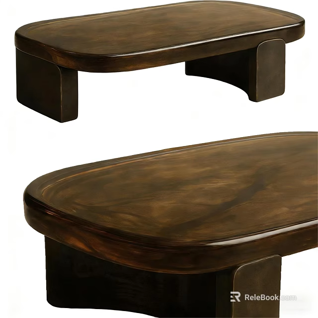 Elegant Dark Wood Coffee Table With Sleek Surface And Sturdy Legs 3d model 