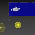 Green Military Weapon Radar System With Three Large Dishes On Mobile Wheeled Platform