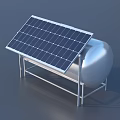 Stainless Steel Storage Tank With Metal Stand Against Blue Sky Background