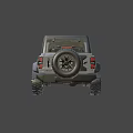 Rugged Off Road Vehicle with Black Roof Yellow Headlights Large Tires and UK License Plate