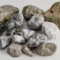 Modern Stone Landscape Stone Block Pebbles 3d model