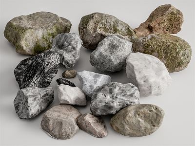 Modern Stone Landscape Stone Block Pebbles 3d model