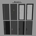 Modern Hinged Doors Featuring Various Design Styles and Glass Panel Options 3d model
