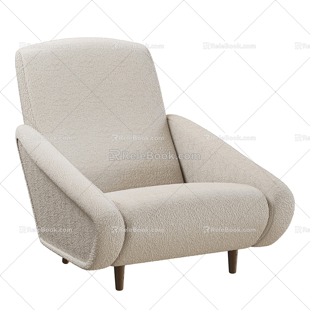 Modern Single Sofa Wool Armchair 3d model