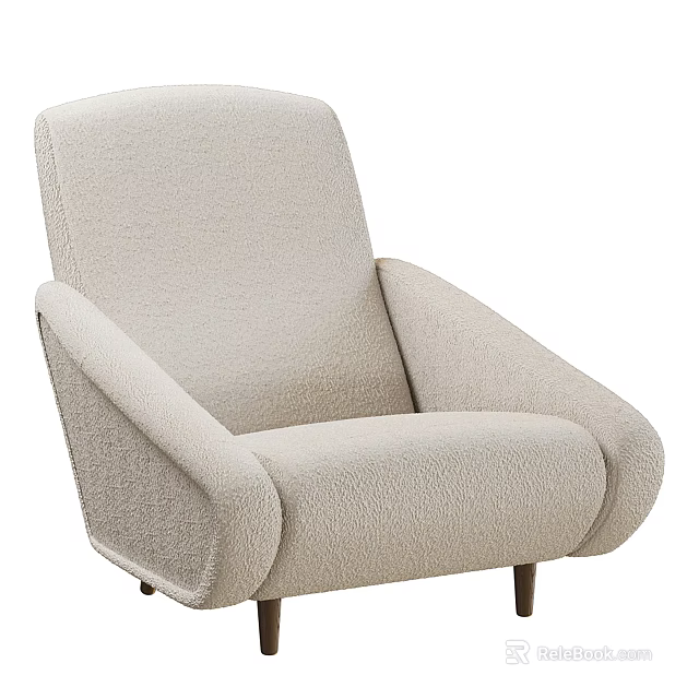 Modern Beige Single Seater Sofa With Soft Fabric And Comfortable Design For Living Room 3d model 