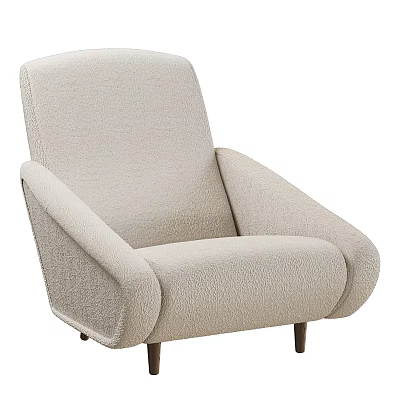 Modern Beige Single Seater Sofa With Soft Fabric And Comfortable Design For Living Room 3d model