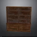 Classic Brown Wooden Bookcase With Multiple Shelves And Bottom Storage Cabinets