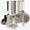 Modern Decorative Ornament Set With White Lampshade Feather Glass Plate And Polka Dot Frame