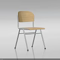 Simple Office Chair With Wooden Backrest And Metal Legs For Comfort