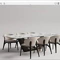 Modern Dining Table and Chair Combination 3d model