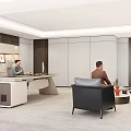 Modern Open Office Interior Design With Reception Desk Sofa Work Desks And Working People
