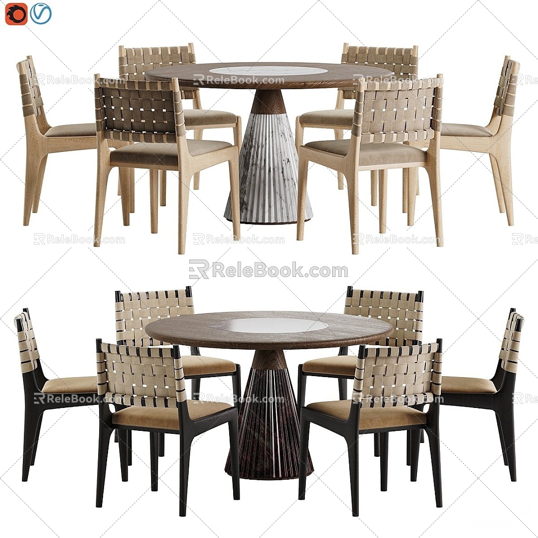 Modern Dining Table and Chair Combination Dining Table Dining Chair Single Chair 3d model