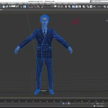 Game and Movie Character in Navy Blue Striped Suit With Arms Outstretched Standing Pose