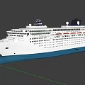 Large White Cruise Ship Sailing On Sea Under Cloudy Sky 3d model