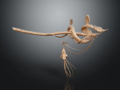 Handcrafted Wooden Instrument and Art Supplies Design With Curved Structure And Hanging Decorative Parts 3d model