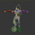 Futuristic Mechanical Robot With White Gray And Teal Accents On Hover Wheels