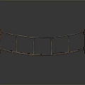 Wooden Garden Bridge With Rustic Rope Railings And Decorative Support Posts